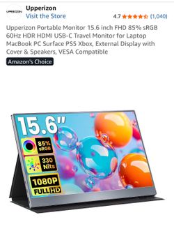 Portable Monitor 15.6 inch FHD 85% sRGB 60Hz HDR HDMI USB-C Travel Monitor