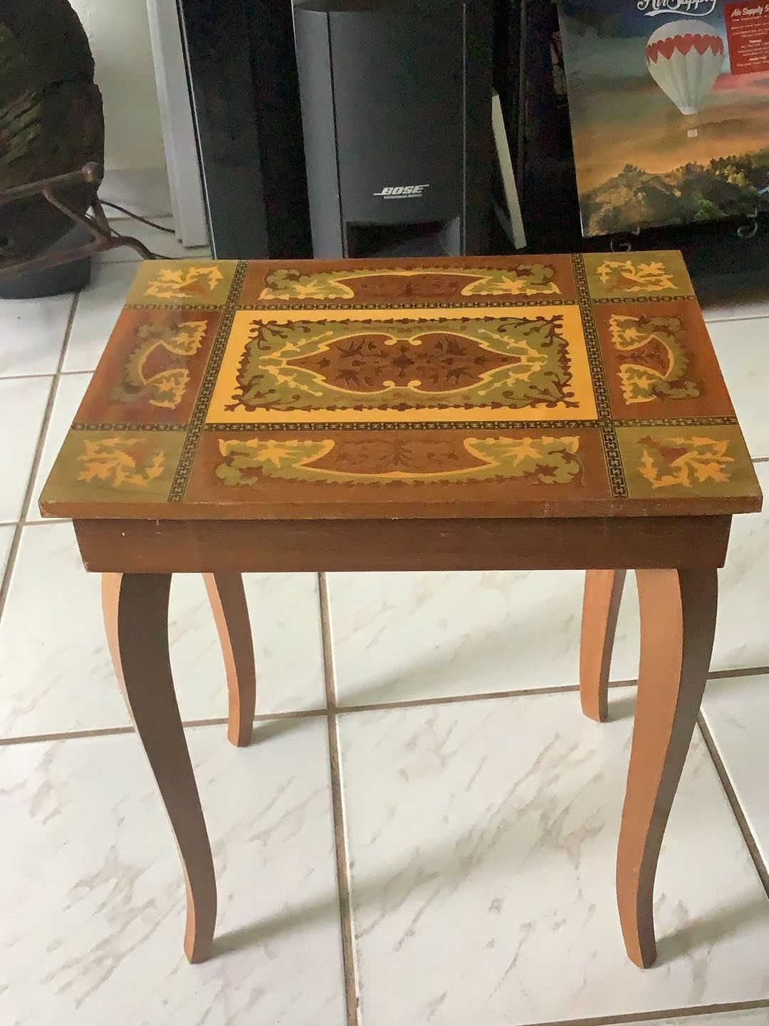 Italian Inlaid Musical Side Table