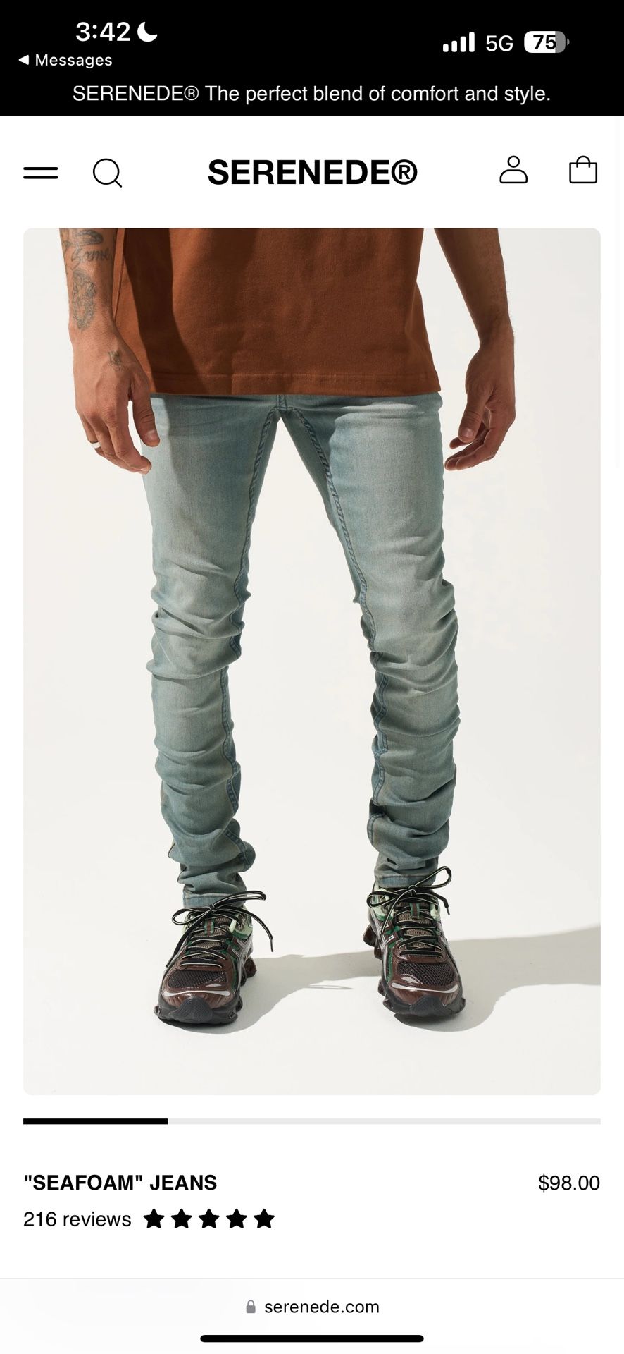 Serenade Jeans Sea Foam Size 38