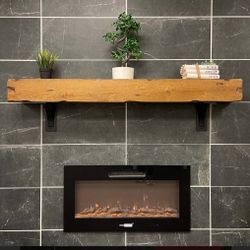 Brand New 5' DISTRESSED REAL WOOD FIREPLACE MANTEL FLOATING SHELF W Hardware BNIB NEVER USED 