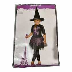 Skeleton/Witch Dress Girl’s Child’s Halloween Costume. Size •24 Months/2t  & •3t/4t (New) *Dress *Hat *Footless Tights.