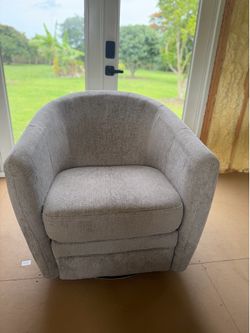 Grey Textured Swivel Barrel Chairs