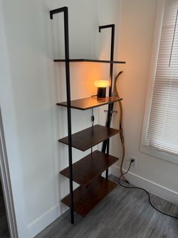 Ladder Shelf – Dark Wood + Black Metal