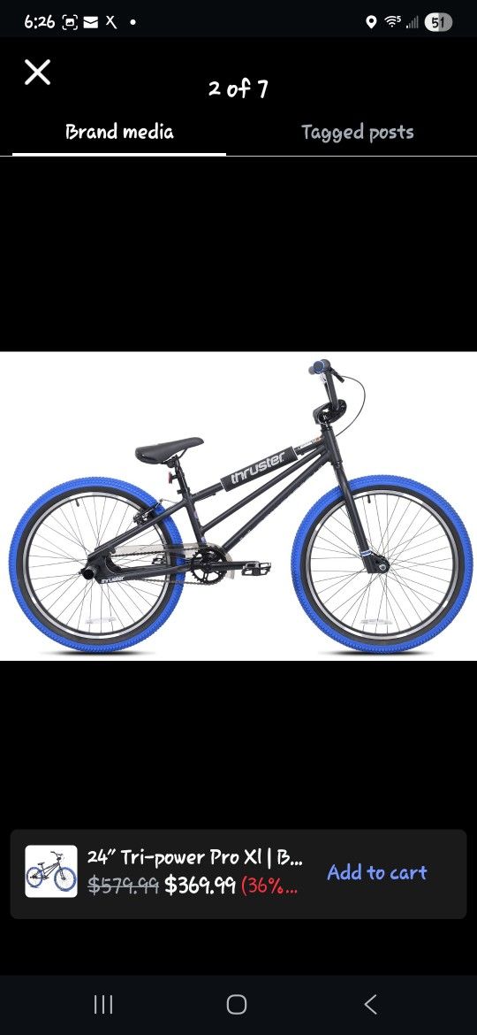 Brand NEW IN BOX 24' Thruster Tri Power Xl Blu/Black BMX BIKE