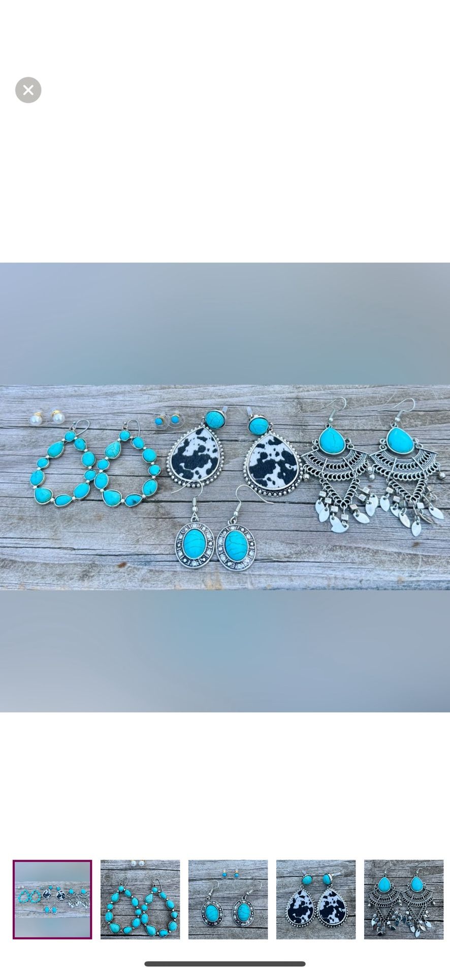 Lot of 6 Turquoise and Silver Toned Earrings Sets