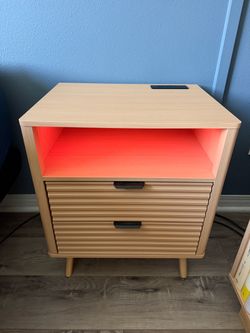 Nightstand with LED Lighting and Drawers
