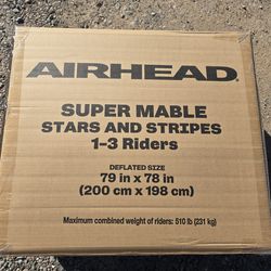 Airhead Super Mable 3 Person Towable Tube Inflatable Boat Dual Tow USA Stripes