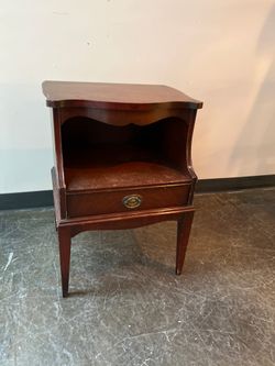 White Fine Furniture Dark Wood Nightstand with Drawer and Open Shelf