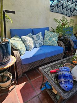 Wicker patio set - new cushions