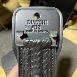 Bianchi Leather Police Sam Brown Basket Weave Belt w/ 4 Leather Keepers