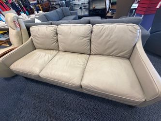 Leather sofa w/ wood accent