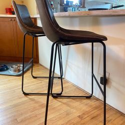 Two faux Leather Bar Stool Chairs