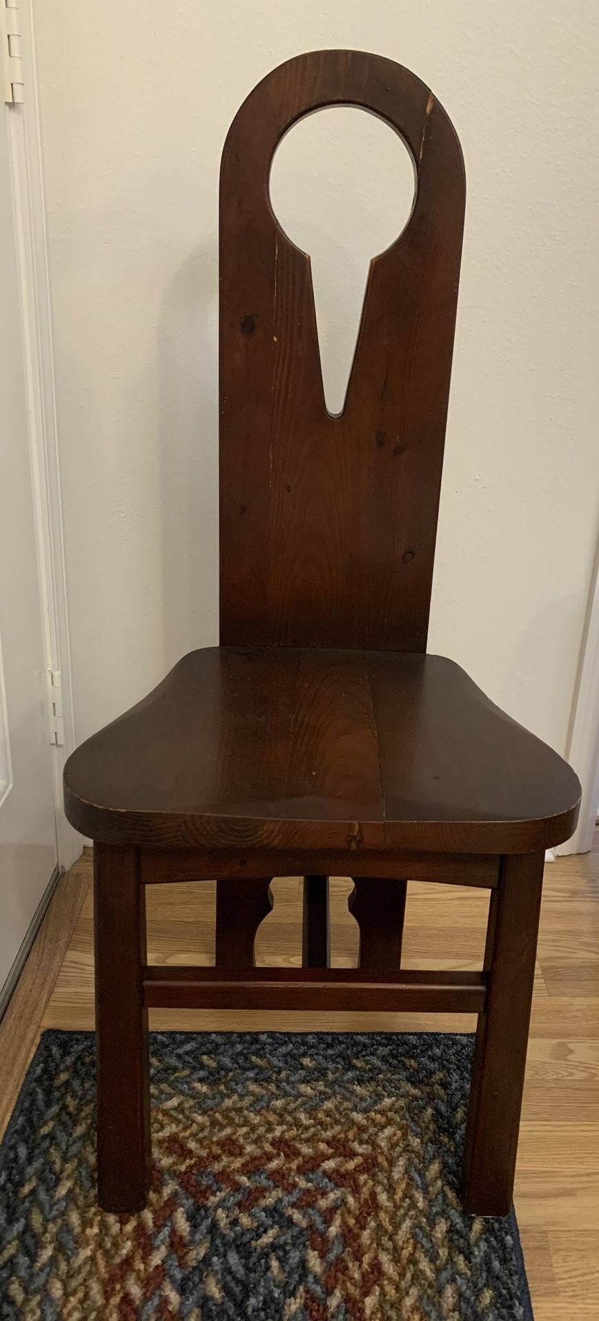 Folk Art Vintage Keyhole Solid Wood Chair LOOK!