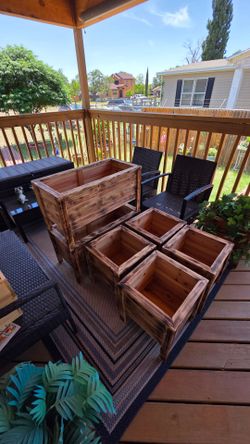 ceder planters 15x15 30.00 each or 2 for 50.00. 15x30 75.00