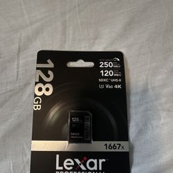 Lexar 128GB Professional 1667x SD Card, UHS-II, C10, U3, V60, Full HD, 4K, Up To 250MB/s Read SDXC Memory Card