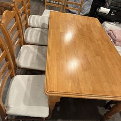 Solid wood dining table + 6 chairs