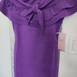 Vestido De Mujer Con Hombros Descubiertos Ajustado Medida Chica Color Morado 