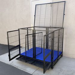 New $230 X-Large 49” Heavy Duty Folding Dog Cage 49x38x43” Double-Door Kennel w/ Divider 