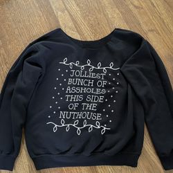 Hilarious Christmas Vacation Jolliest Bunch Crew Neck Off Shoulder Sweater - M