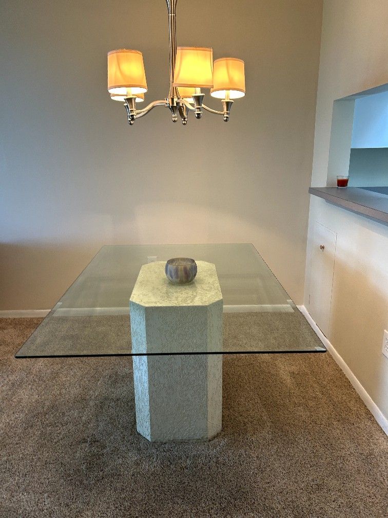 Glass and Stucco Dining Table