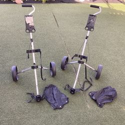 2 U. S. Kids Gold Pull Carts With Bag Covers