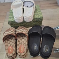 Gucci Sandals Women's Black Size 10 White Size 10 And The Brown Size 9 Each Is For $110, But You Can Make An Offer. 