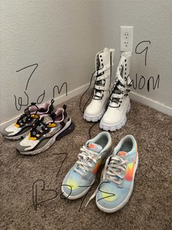 Two pairs or Nikes worn twice each! Rave boots brand new