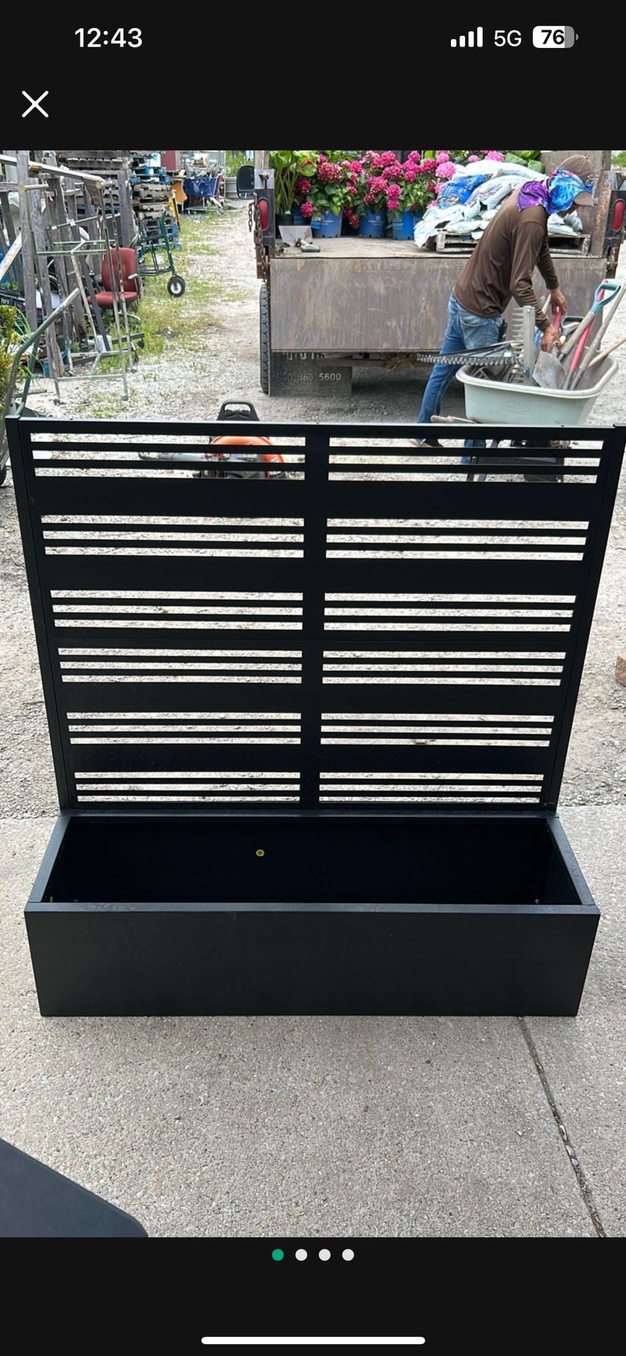 47"x47" Metal Black Rectangle Pots and Planter Raised Box with Trellis for Vine Climbing Plants