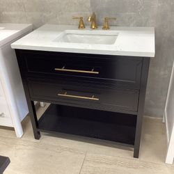 42” vanity espresso, solid wood, quartz countertop, available for pick up