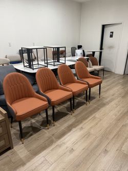 Set of 4, LUVODI Modern PU Leather Dining Chairs with Arms And Metal Legs for Kitchen Restaurant Hotel Apartment Use,