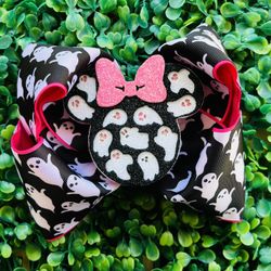 Ghost Minnie Head Halloween Hair Bow