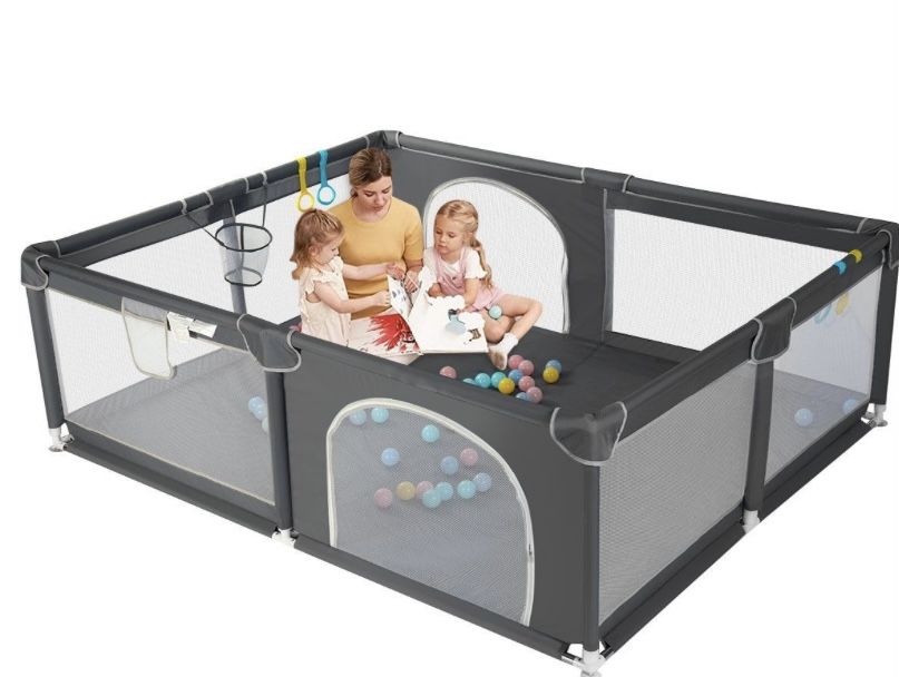 79"x71" 4-Panel Baby Playpen Spacious & Secure Portable Playard