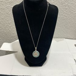 One Of Kind 925 Sterling Silver Necklace Turquiose Pendant 