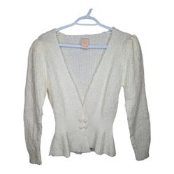 Vintage Glentex Cream Soft Fuzzy Knit Two Button Cardigan