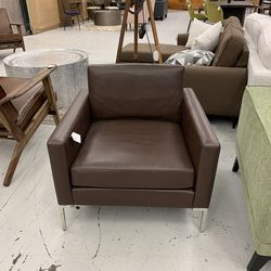 Brown Leather Accent Chair 