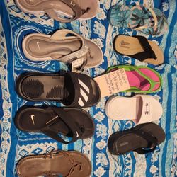 10 Single Left Sandals Flip Flops Shoes 