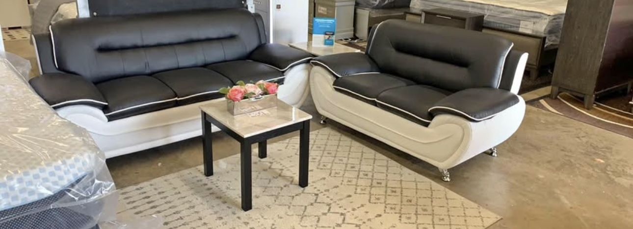 White & Black Living Room SET