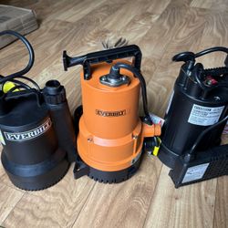 Everbilt 1/3,1/4,1/6 HP Plastic Submersible Utility Pump