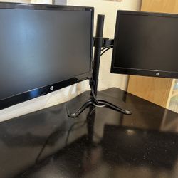 Dual HP Monitors with Adjustable Dual Arm Stand