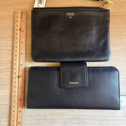 Women's New Fossil Leather Wallet & Wristlet
