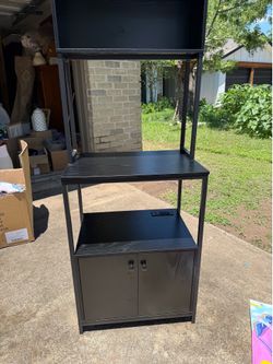 Modern Kitchen Storage Rack / Coffee Bar Station w/ Power Outlet!
