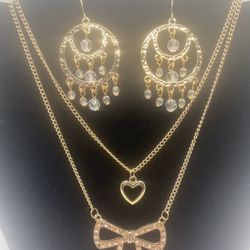 Double-up Necklace & Earrings Set - #045