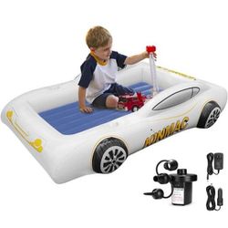 Inflatable Toddler Travel Bed- Portable Travel Toddler Air Bed for Kids Camping Air Mattress Racecar Toddler Bed