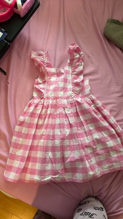 Plaid Pink & White Girls Max Studio Dress with Matching Hat Sz 7