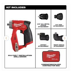 M12 FUEL 12V Lithium-Ion Brushless Cordless 4-in-1 Installation 3/8 in. Drill Driver with 4 Tool Head (Tool-Only)
