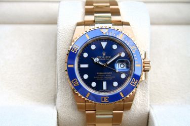 ROLEX 116618 SUBMARINER WATCH 18K YELLOW GOLD BLUE DIAL NOS - T1876