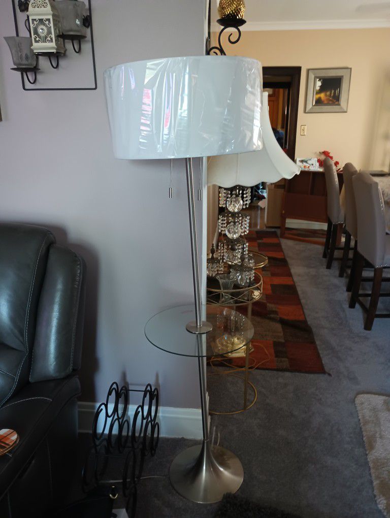 Beautiful New Floor Lamps With Attached Table. Paid $450 For The Pair. Will Split The Pair.