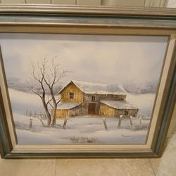 Beautiful Painting House Snow In The Woods 