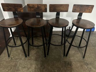 Brand New Set Of 4 Wood Bar Stools /metal / Bar Height / Pub Stools / Farm Style / Industrial Style / Price Is Firm / new in 📦