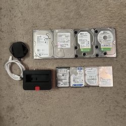 Hard Drive Lot! 8 Hard Drives + External Dock